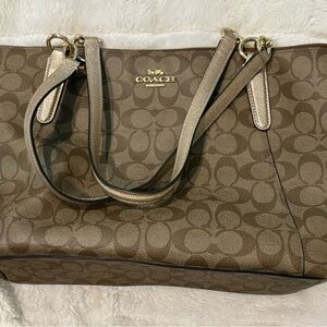 Coach Tan Signature Tote Bag & Wallet